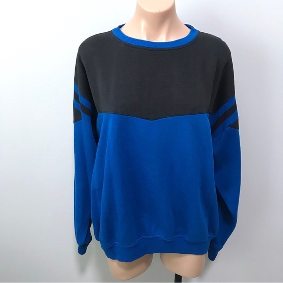 Award Vintage Crewneck Sweatshirt Blue Black Large - Picture 1 of 4